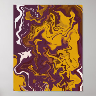 Póster Giros dinámicos con amarillo oscuro, marrón y blan