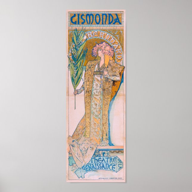 Póster Gismonda, Sarah Bernhardt, Mucha (Frente)