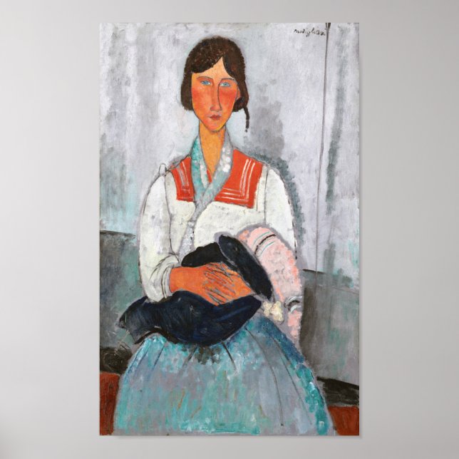 Póster Gitana con bebé, Modigliani (Frente)
