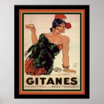 Póster Gitanes 1931 Anuncio de cigarrillos Art Deco<br><div class="desc">Anuncio de cigarrillos franceses "Gitanes" de Art Deco,  aprox. 1931 de Jules Isnard</div>