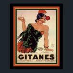 Póster Gitanes 1931 Anuncio de cigarrillos Art Deco<br><div class="desc">Anuncio de cigarrillos franceses "Gitanes" de Art Deco,  aprox. 1931 de Jules Isnard</div>