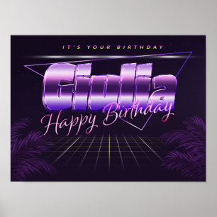 Póster Giulia Nombre Vorname lila retro Poster Geburtstag