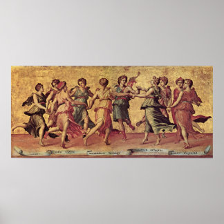 Póster Giulio Romano - Danza de Apolo con las musas