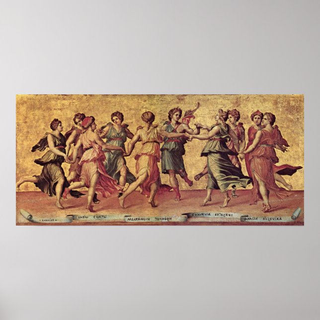 Póster Giulio Romano - Danza de Apolo con las musas (Frente)