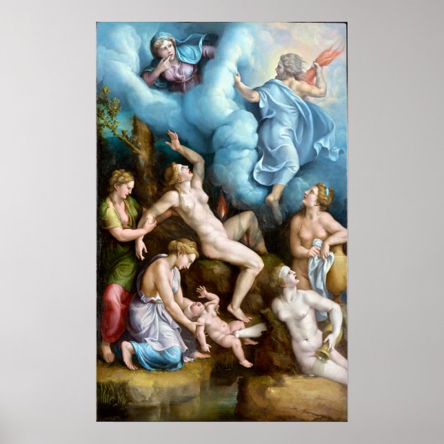Póster Giulio Romano El nacimiento de Baco (Frente)