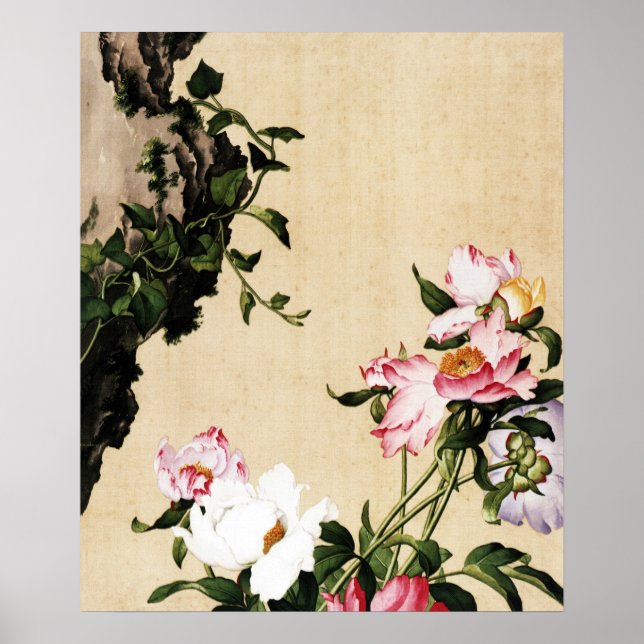 Póster Giuseppe Castiglione - Bella Artes Paeony (Frente)