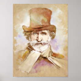 Póster Giuseppe Verdi Portrait im Aquarell Style
