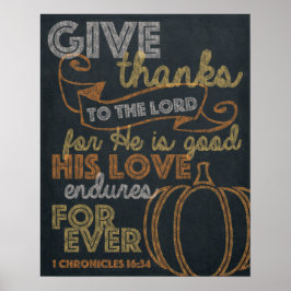 Póster Give Thanks Chalkboard Art 16x20