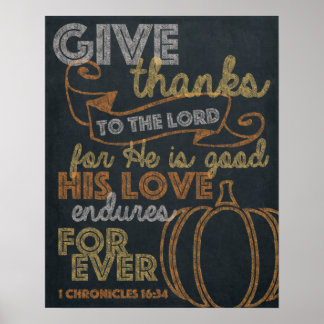 Póster Give Thanks Chalkboard Art 16x20