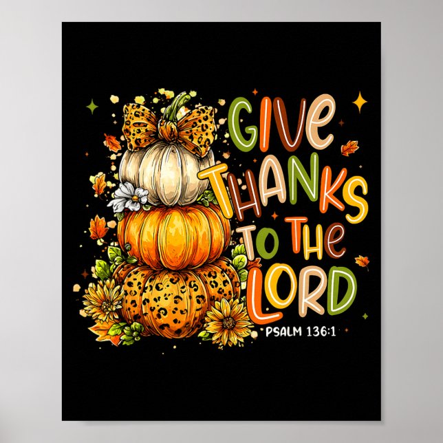 Póster Give Thanks To The Lord Fall Christian Cross Coque (Frente)