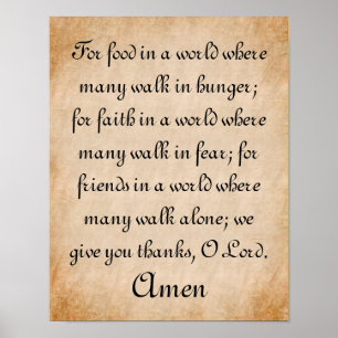 Póster Giving Thanks Mealtime Prayer