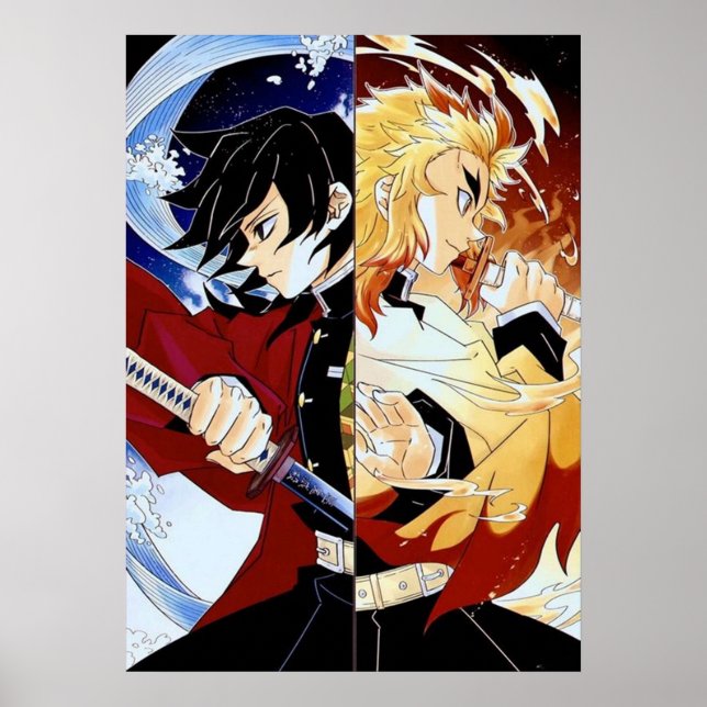 Póster Giyu Tomioka y Kyojuro Rengoku (Frente)