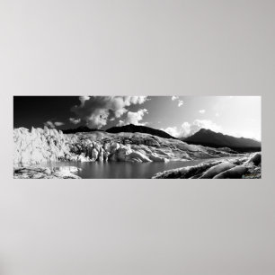 Póster Glaciar Matanuska Panorama Blanco y negro