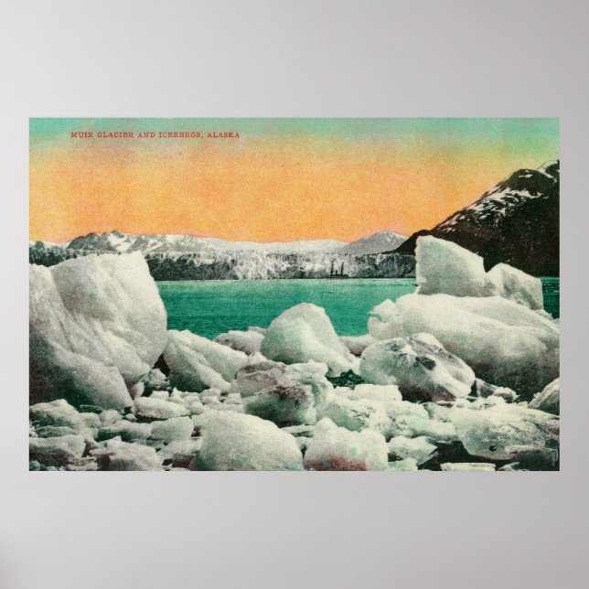Póster Glaciar Muir e Icebergs en Alaska #1State (Frente)