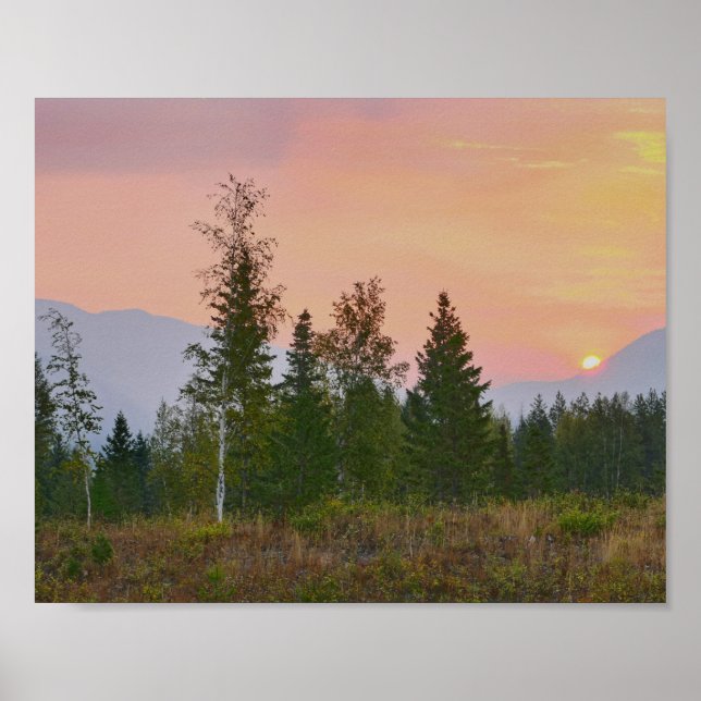 Póster Glaciar Occidental, Montana, Sunrise (Frente)