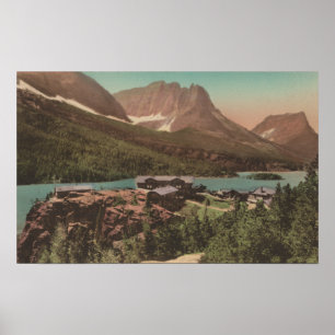Póster Glaciar, TA - vista de chalets y St. Marys del