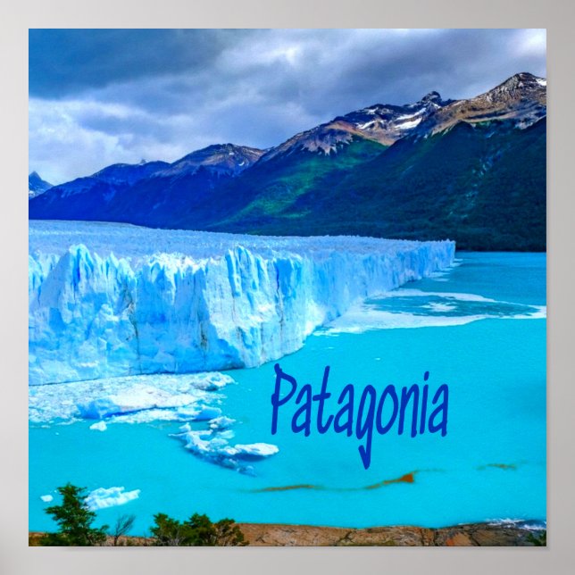 Póster Glaciar y Montañas Patagonia Sudamérica (Frente)