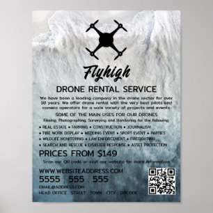 Póster Glacier Drone Silhouette, compañía de alquiler de 