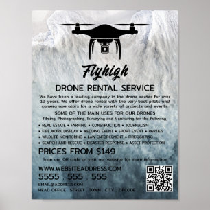 Póster Glacier Drone Silhouette, compañía de alquiler de 