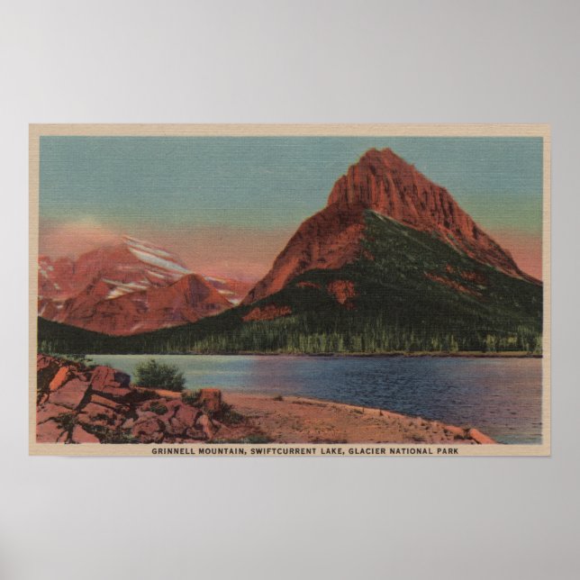 Póster Glacier, MT - View of Grinnell Mt. & Swiftcurren (Frente)