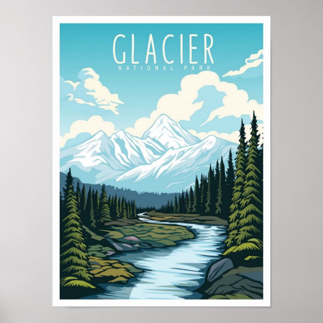Póster Glacier National Park Montana USA Travel (Frente)