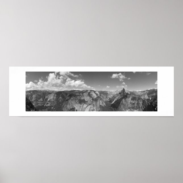 Póster Glacier Point Horizon Panorámico Blanco y Negro (Frente)