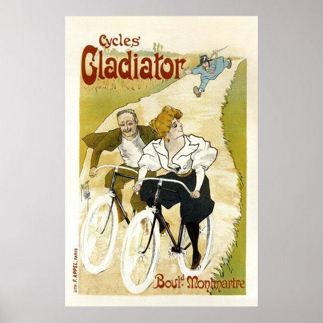 Póster Gladiador de bicicletas divertido anuncio francés  (Frente)