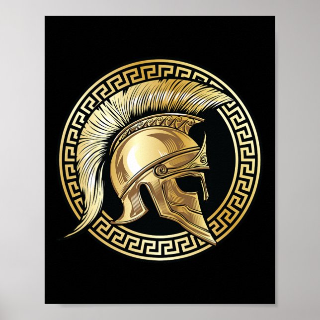 Póster Gladiador Spartan Helmet Gold Sparta (Frente)