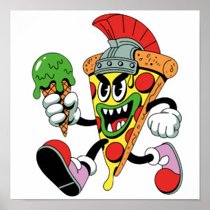 Póster Gladiator Pizza Slice Italiano Brainrot