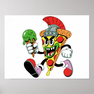 Póster Gladiator Pizza Slice Italiano Brainrot