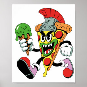 Póster Gladiator Pizza Slice Italiano Brainrot