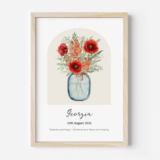 Póster Gladiolus Poppy August Birth Month Flower Poster