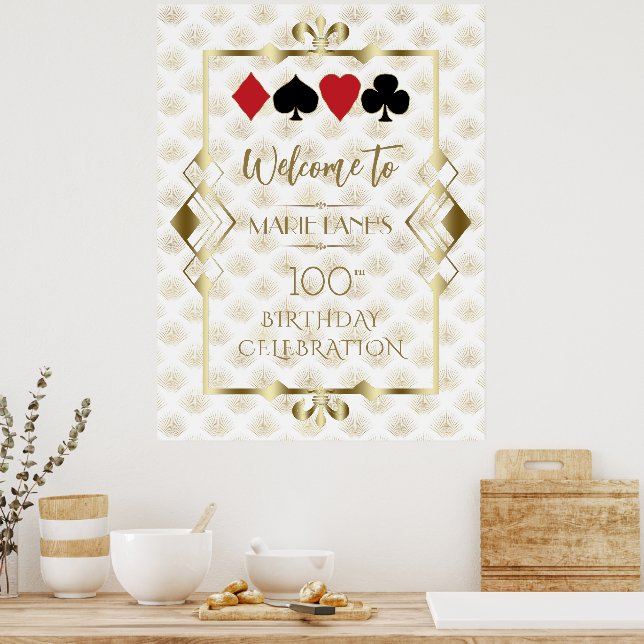 Póster Glam Art Deco Casino Poker Signo de bienvenida de  (Cocina)