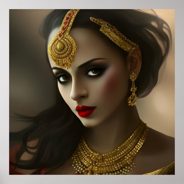 Póster Glam Asian Indian Beautiful mujer gemas exóticas (Frente)