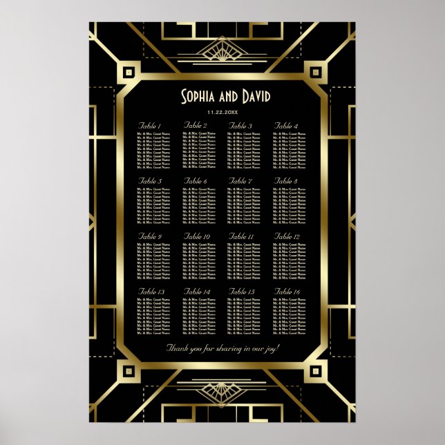 Póster Glam Black Gold Great Gatsby 20s (Frente)