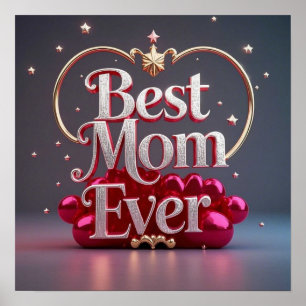 Póster Glam Bling Silver Gold Mejor Mamá