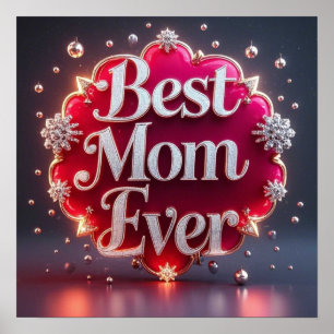 Póster Glam Bling Silver Gold Mejor Mamá