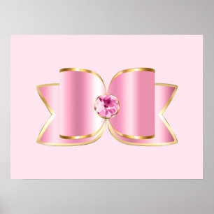 Póster Glam Bow rosa con piedra angular