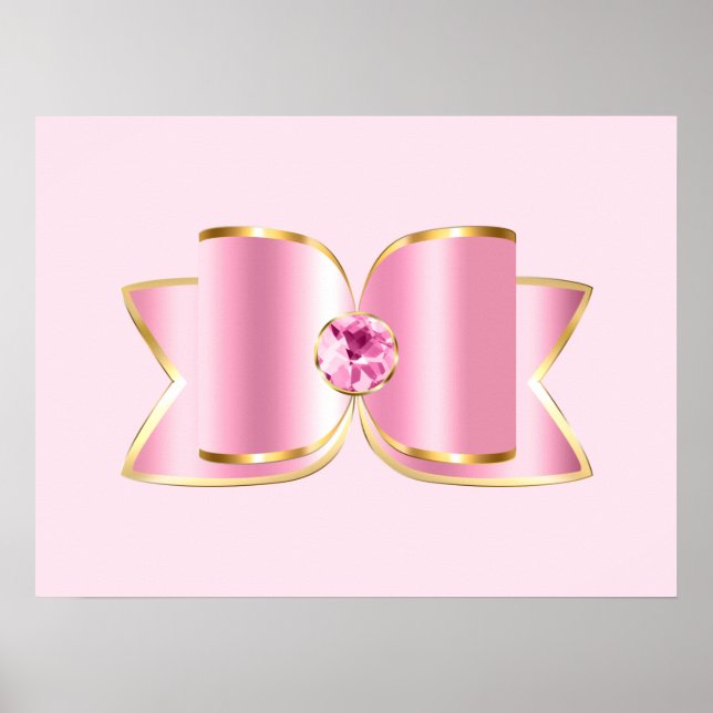 Póster Glam Bow rosa con piedra angular (Frente)