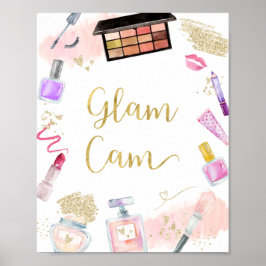 Póster Glam Cam Glitz & Glam Spa Rótulo de cumpleaños