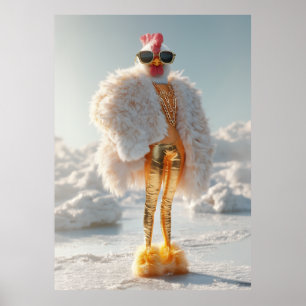 Póster Glam Chicken sobre hielo