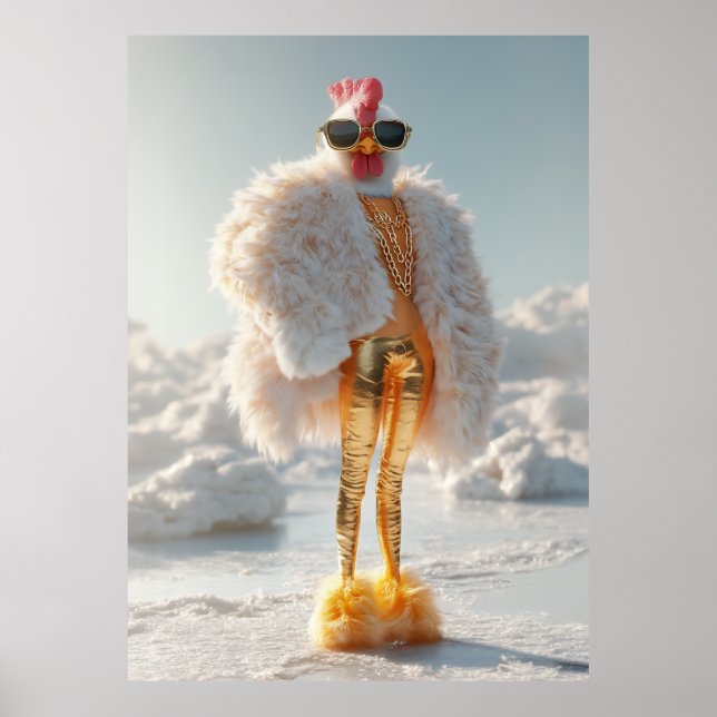 Póster Glam Chicken sobre hielo (Frente)