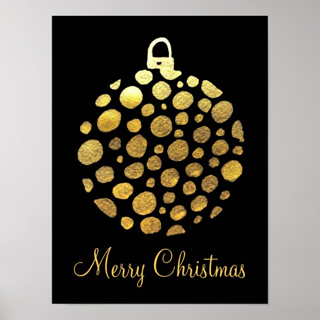 Póster Glam de Navidades baubles de oro (Frente)