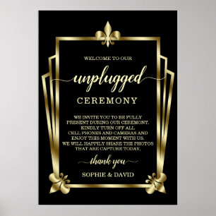 Póster Glam Gold Art Deco Boda desenchufado Rótulo de cer
