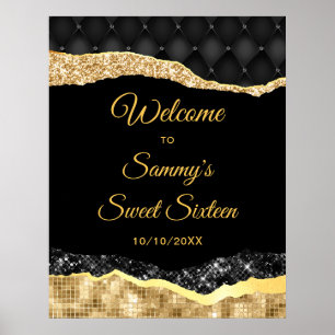 Póster Glam Lágrimas de oro y negro Dieciséis bienvenidos