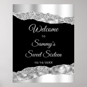 Póster Glam Lágrimas Plata y Negro Dulce Bienvenida