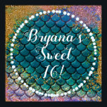 Póster Glam Mermaid Fish Scales Teal Purple Gold Sparkle<br><div class="desc">Customize with any text. Matching items are available.</div>