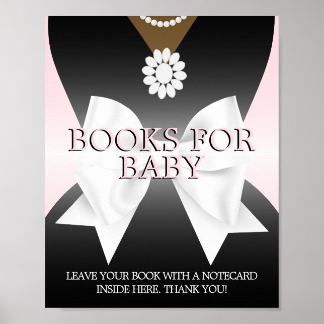 Póster Glam Pink Tiffany Baby Shower Books para el Rótulo (Frente)