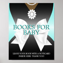 Póster Glam Verde azulado Tiffany Baby Shower Libros para