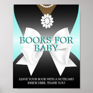 Póster Glam Verde azulado Tiffany Baby Shower Libros para